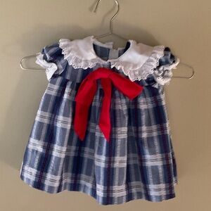 Plaid Baby Dress with Red Bow